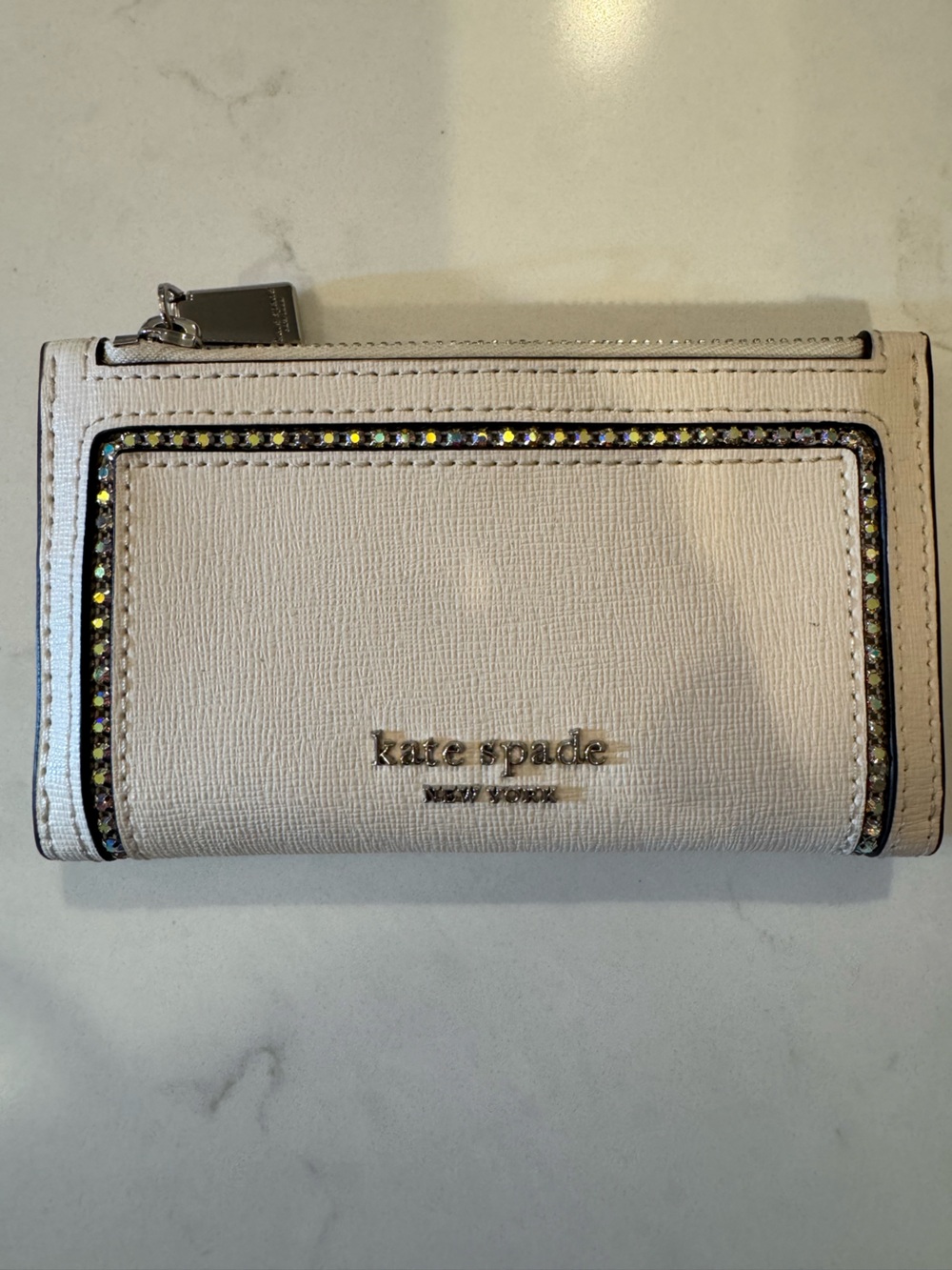 Kate Spade Morgan Crystal Inlay Small Slim Bifold Wallet
